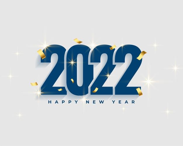 2022 happy new year greeting background with golden confetti