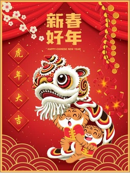 Chinese new year poster designchinese translate auspicious year of the tiger happy lunar new year