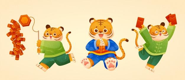 Cute tigers of cny zodiac animals
