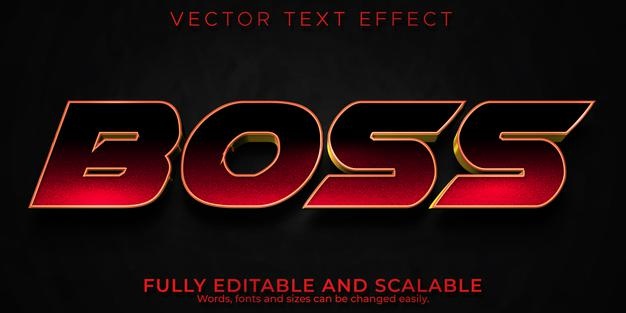 Editable text effect boss, 3d movie and action font style