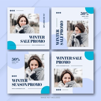 Fashion winter sale instagram post bundle template 