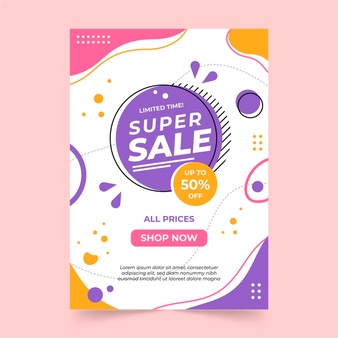 Flat abstract sales poster template
