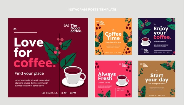 Flat design minimal coffee shop instagram post