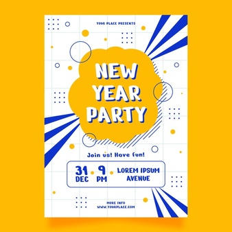 Flat design new year 2021 party poster template