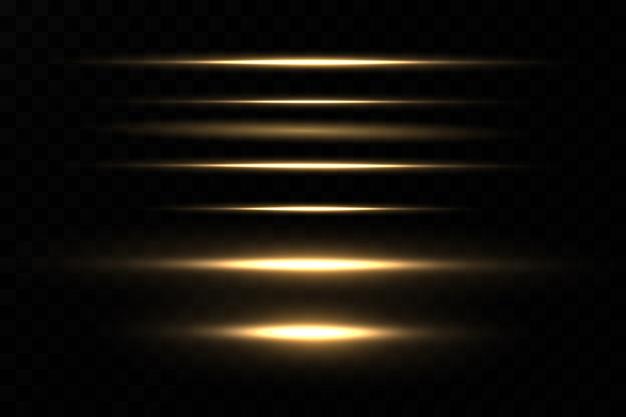 Golden neon line light effect vector laser