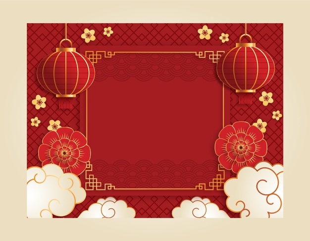 Gradient chinese new year photocall template