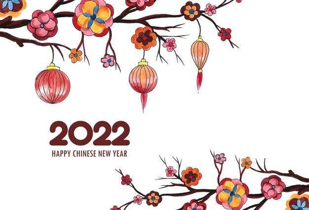 Happy new year 2022 greeting card and chinese new year background