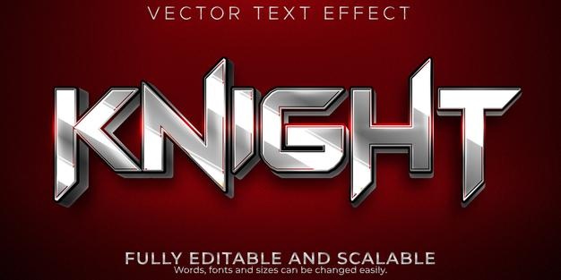 Knight text effect, editable metallic and shiny text style