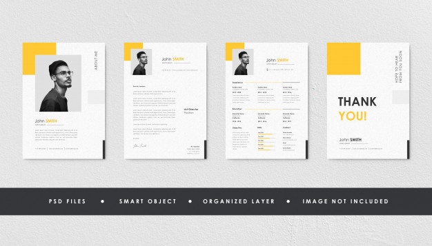 Minimalist yellow resume curriculum template collection