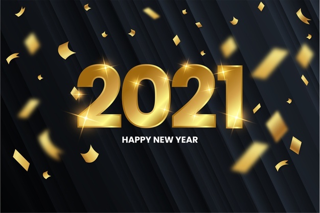 Modern happy new year background with golden numbers