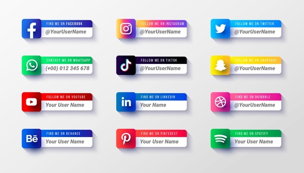 Modern social media lower third icons collection template