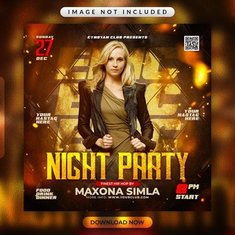 Night party flyer or social media banner template
