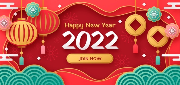 Paper style chinese new year sale horizontal banner Free Vector