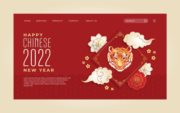 Realistic chinese new year landing page template
