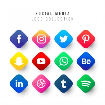 Social media logos collection with geometric shapes