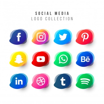 Social media logos collection with liquid shapes