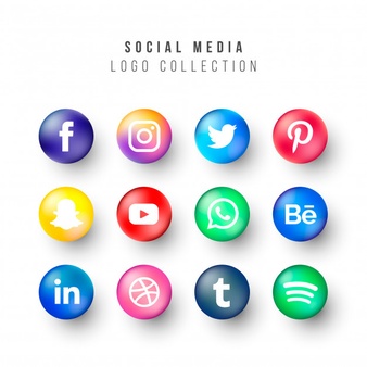 Social media logos collection with realistic circles