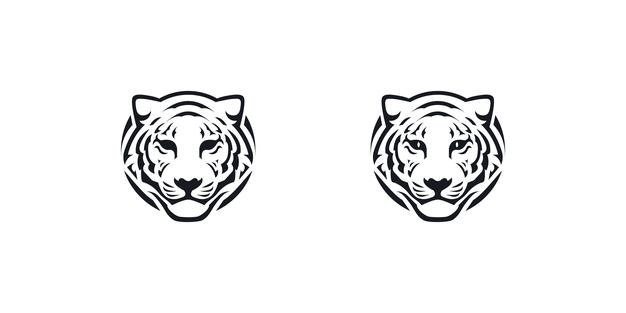 Tiger head line art  logo vector icon