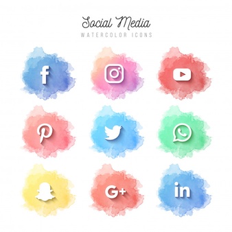 Watercolor social media icons