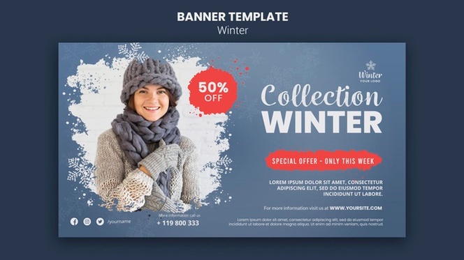 Winter design banner template